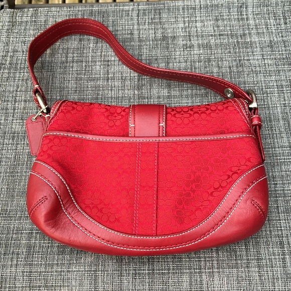 RARE Coach Y2K Red Signature Soho Logo Canvas Leather Buckle Small Shoulder Bag - Picture 6 of 16